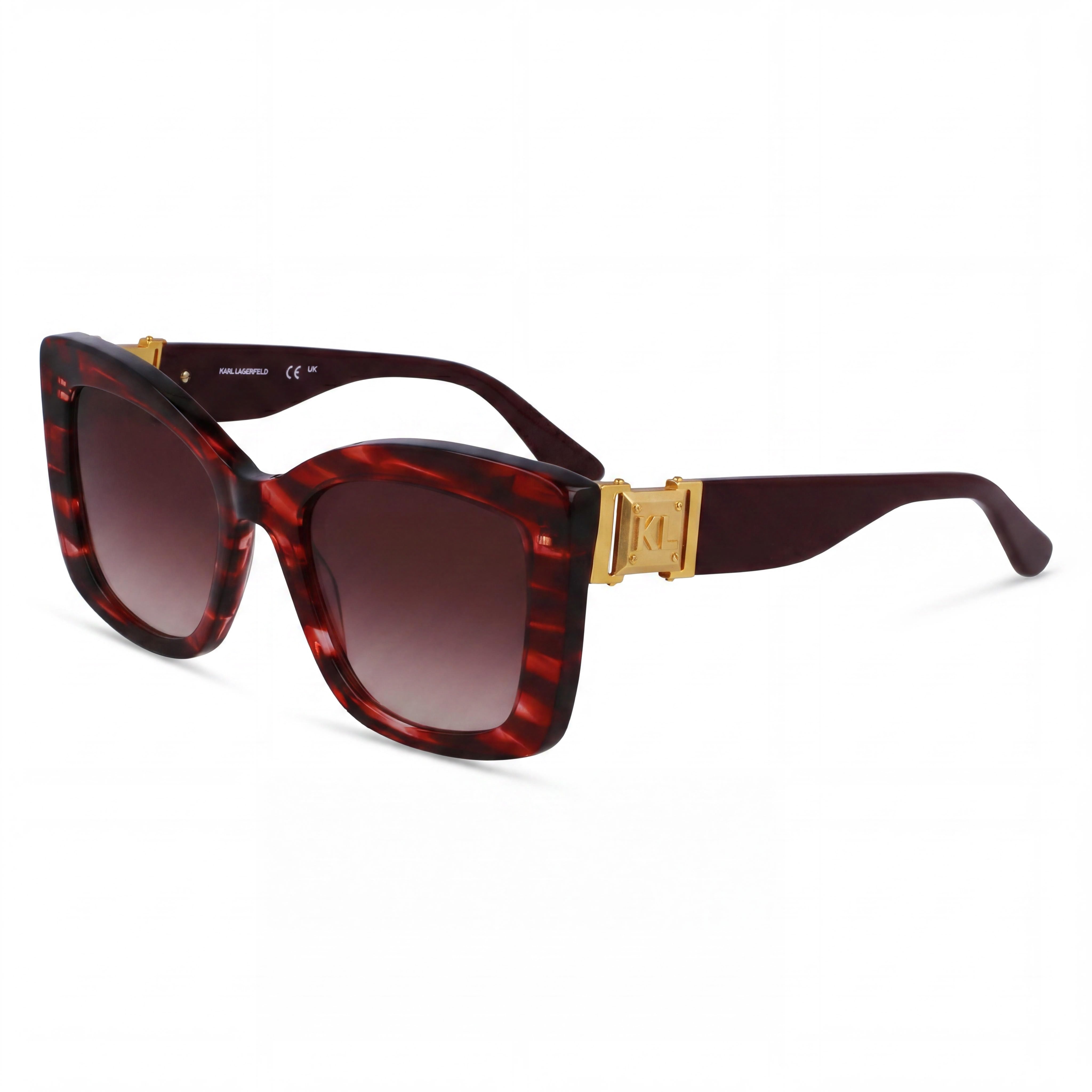 Gafas de sol KARL LAGERFELD Kl6139s de mujer con montura de ojo de gato de plástico rojo a rayas, no polarizadas, con protección UV, 53mm, Photo 1