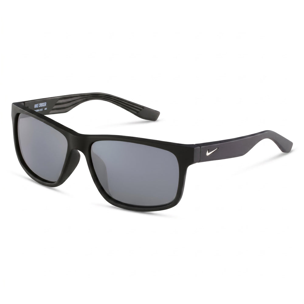 Gafas de sol Nike Cruiser Ev0834 para mujer, con montura de plástico en negro mate, protección UV, gris plateado brillante, 59 mm