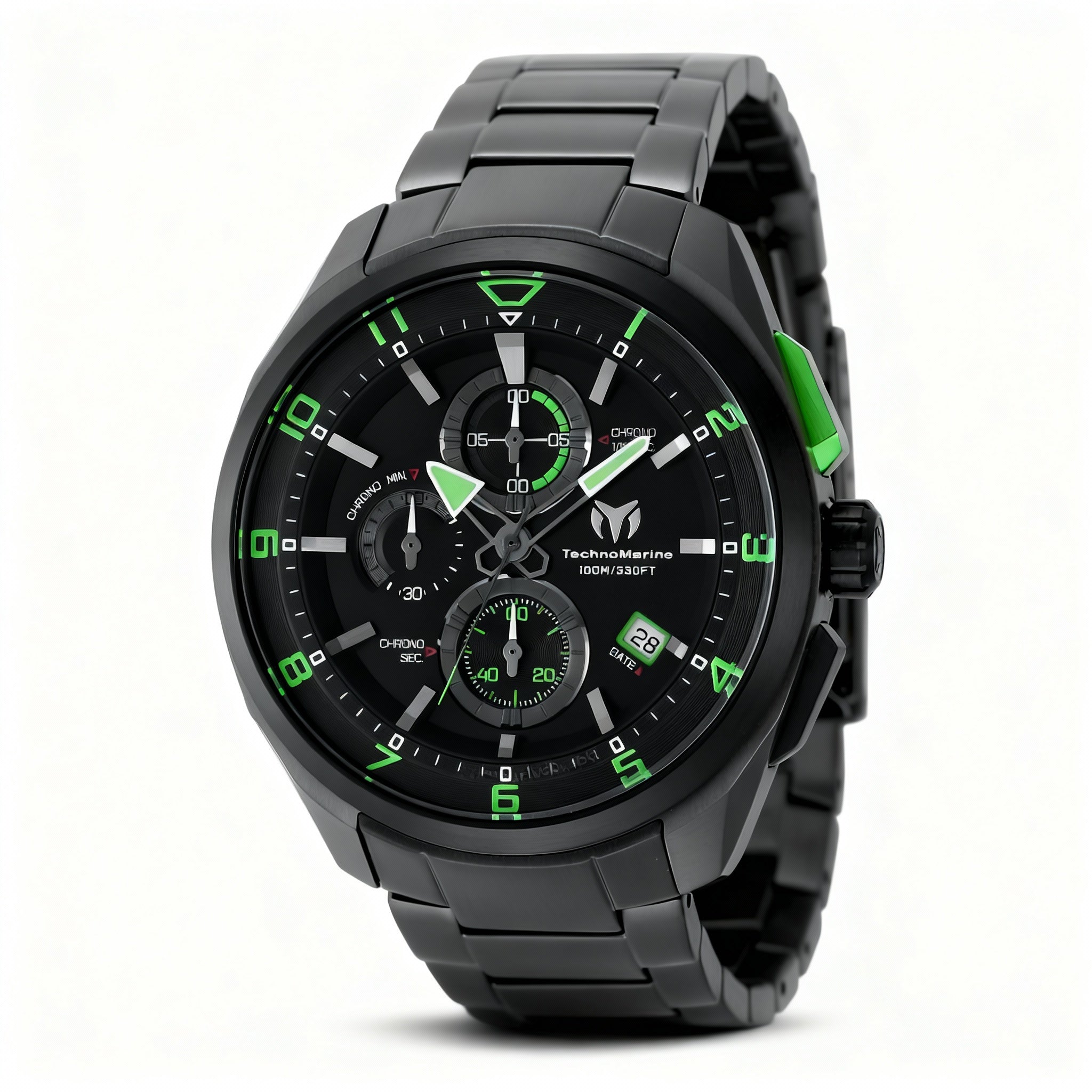 TechnoMarine OCEAN - QUANTUM TM-318121 Men's Quartz Watch, 44mm Stainless Steel Case & Bracelet, Black Dial