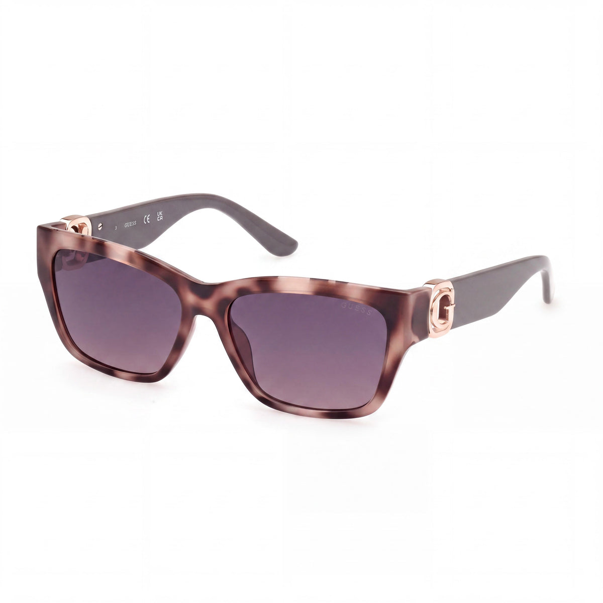 GUESS Gafas de sol inyectadas Gu00105 para mujer, montura Habana brillante gris de color, lentes grises degradadas con protección UV, 56 mm, Photo 1