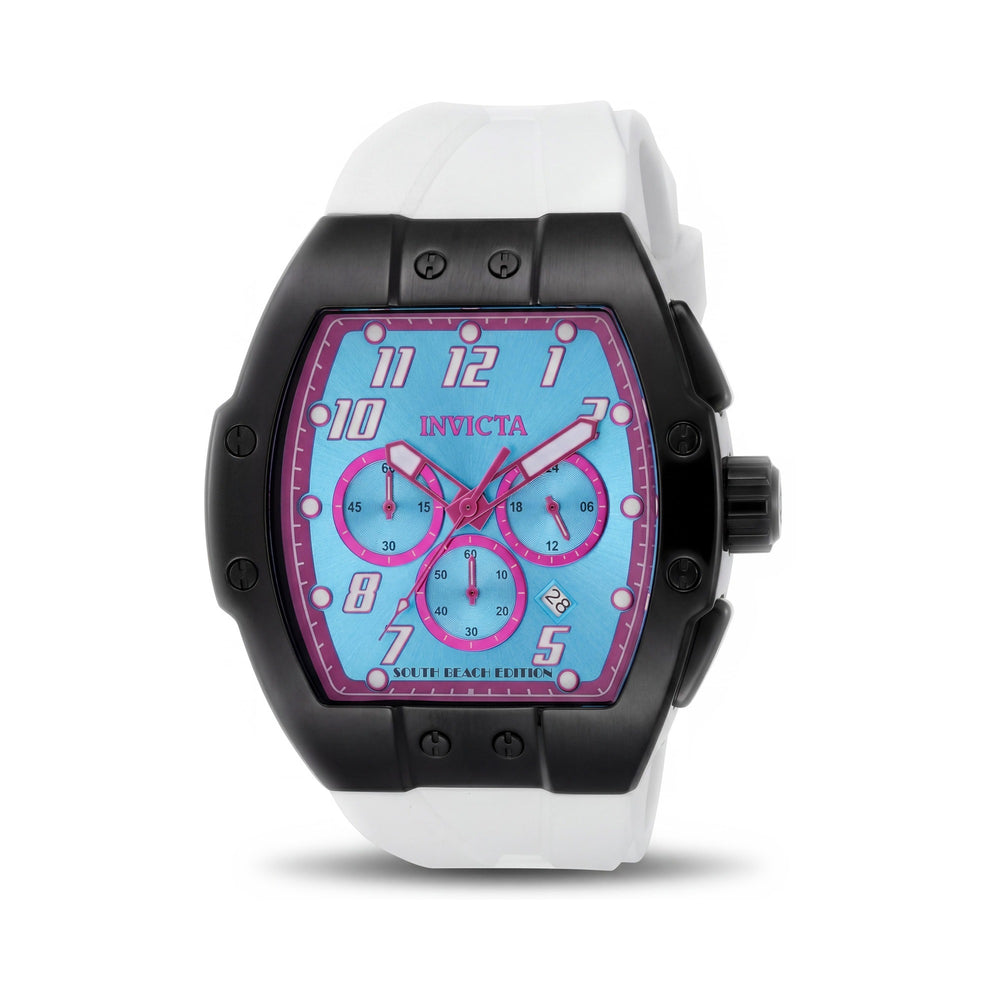 Reloj de cuarzo unisex Invicta Racing 48940, caja de acero inoxidable de 47 mm, esfera azul, correa de silicona negra, 5 ATM