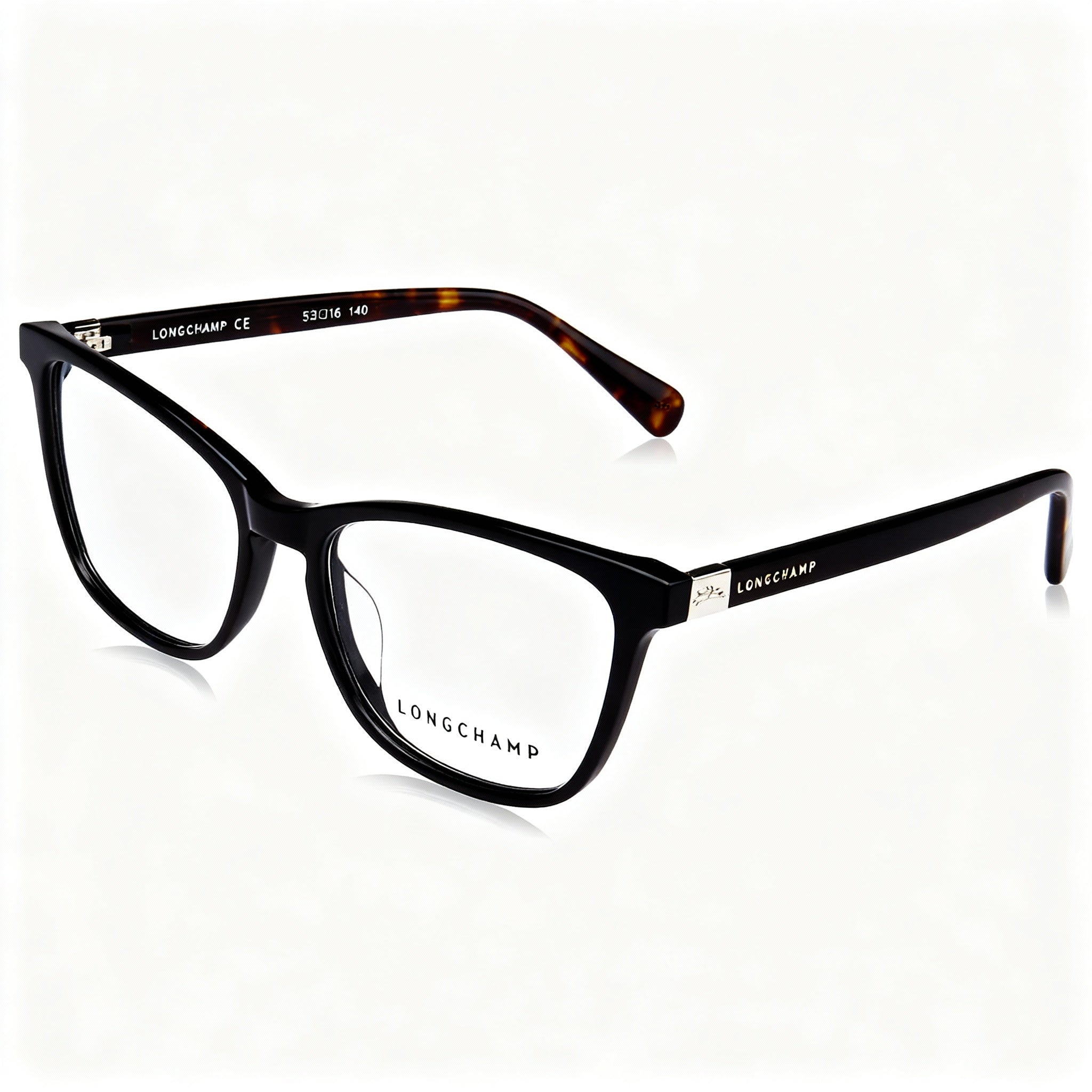 Longchamp LO2647 Women's Full Rim Rectangle Acetate Eyeglasses Black Havana with Clear Lenses 51-16-140