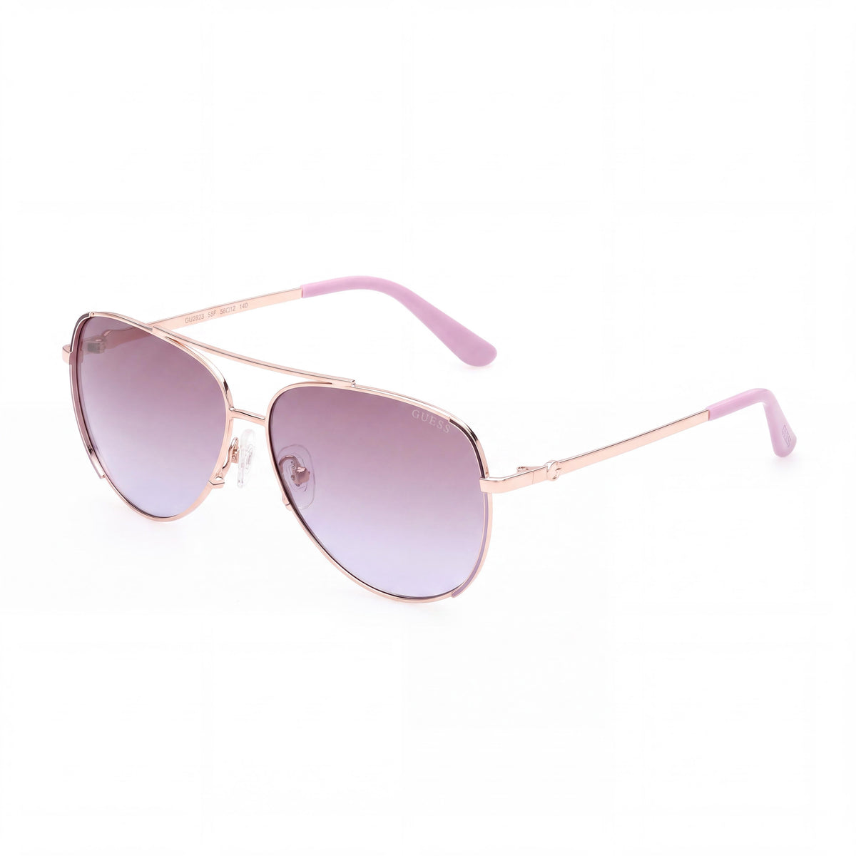 GUESS Women's Aviator Metal Sunglasses, Shiny Rose Gold Frame, Gradient Brown Lenses, 58-12-140, Photo 1