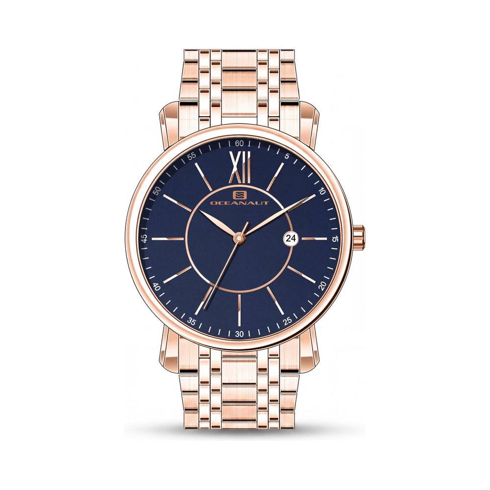 Reloj de cuarzo Oceanaut para hombre, caja y pulsera de acero inoxidable azul, cronógrafo, movimiento de cuarzo, resistente al agua.
