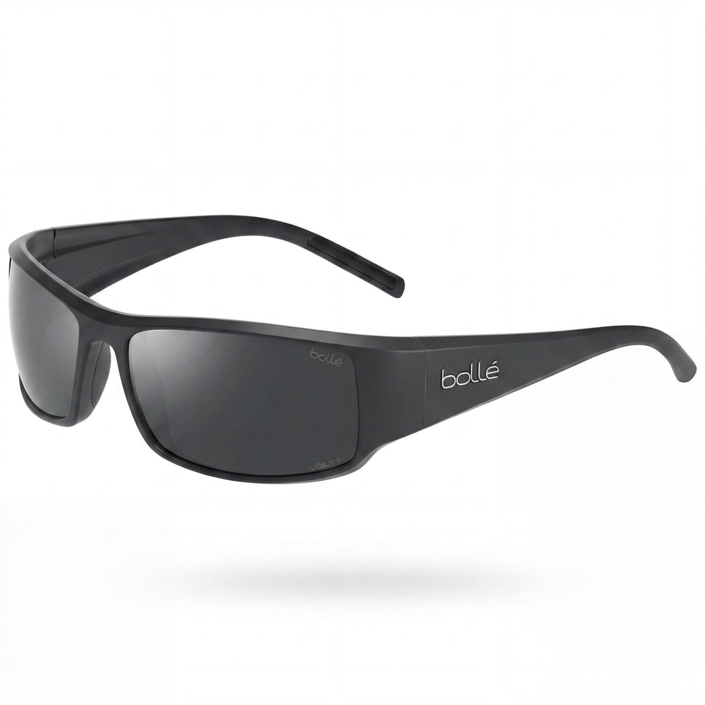bollé Classic Unisex Black Matte Nylon Frame Sunglasses, Anti-Reflective UV Protection Volt Gun Lenses 63mm