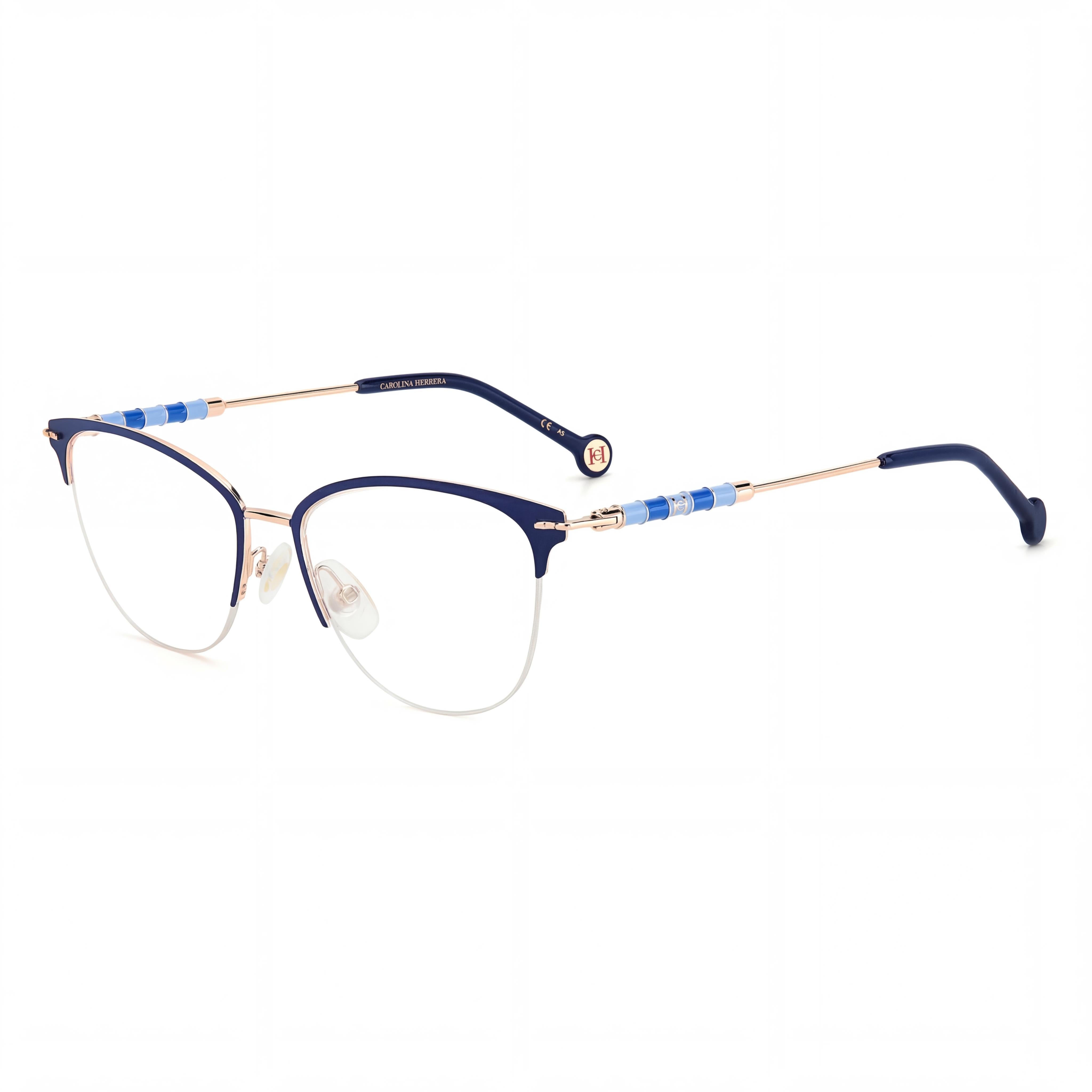 Carolina Herrera Ch 0038 Women's Stainless Steel Gold Blue Eyeglasses 54-17-140, Photo 1