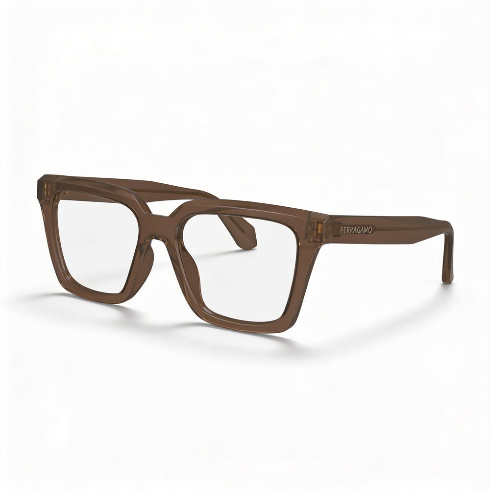 Gafas unisex Ferragamo SF2985 de metal transparente marrón oscuro polarizadas con lentes de policarbonato de 52 mm