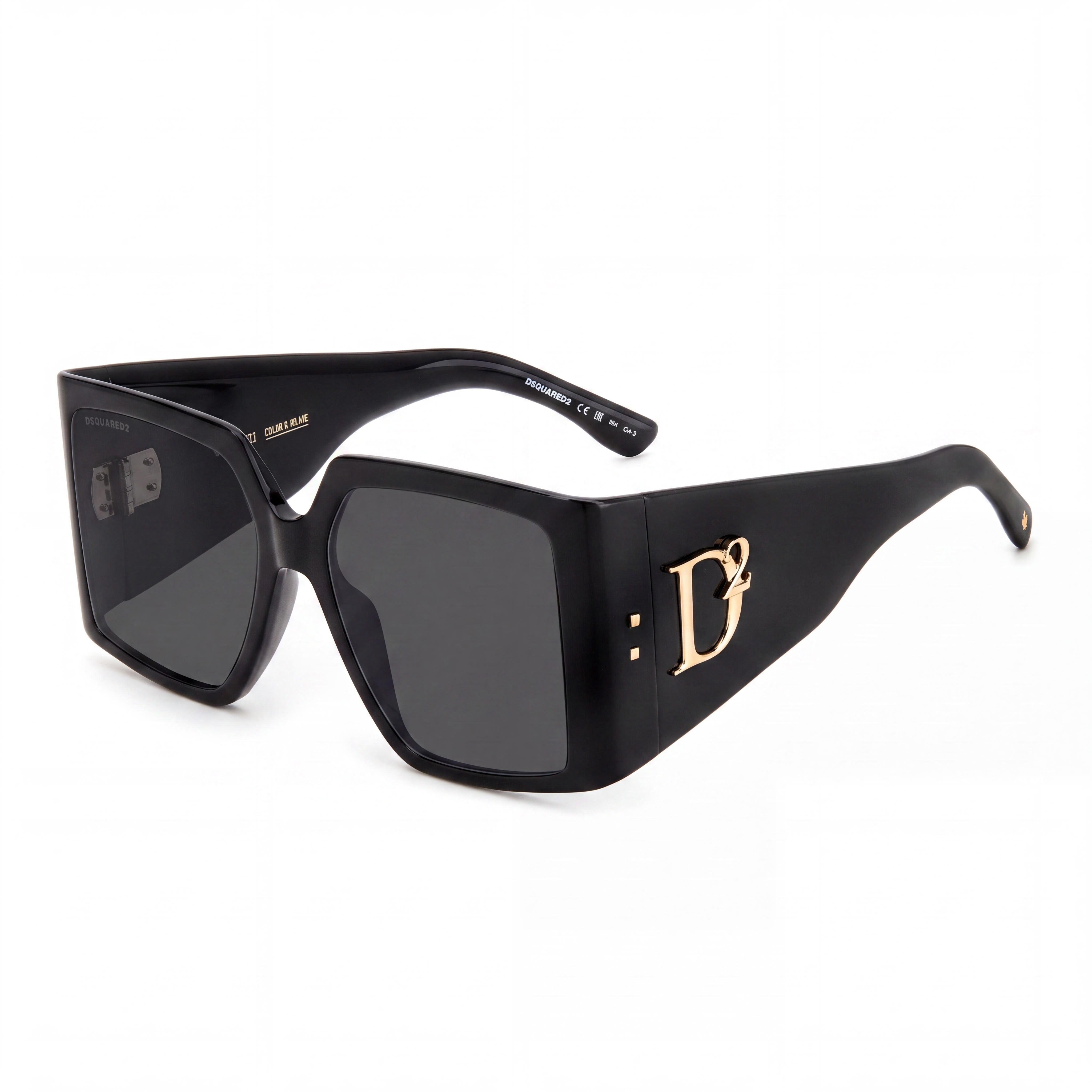 DSQUARED2 D2 0096/S Women's Casual Acetate Black Grey Frame Grey Lens Non-Polarized Sunglasses 56mm, Photo 1