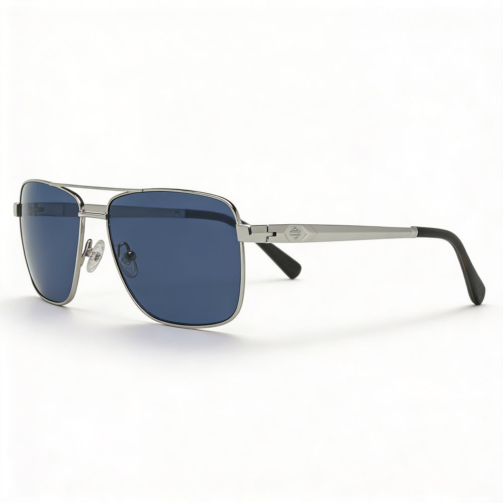 Gafas de sol metálicas Harley-Davidson Hd0932x para hombre, montura brillante de peltre oscuro, lentes azules con protección UV, 59-16-145