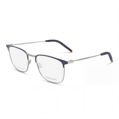 Tommy Hilfiger Modern Unisex Square Full Rim Matte Blue Metal Eyeglasses, 52mm Lens Width