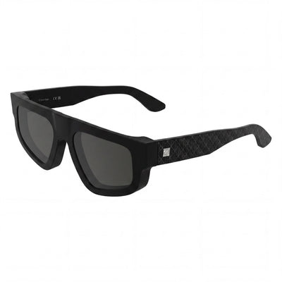 Calvin Klein Ck25539s Gafas de Sol Rectangulares Unisex Negras de Acetato Reciclado, Lentes Ahumadas con Protección UV No Polarizadas de 54mm