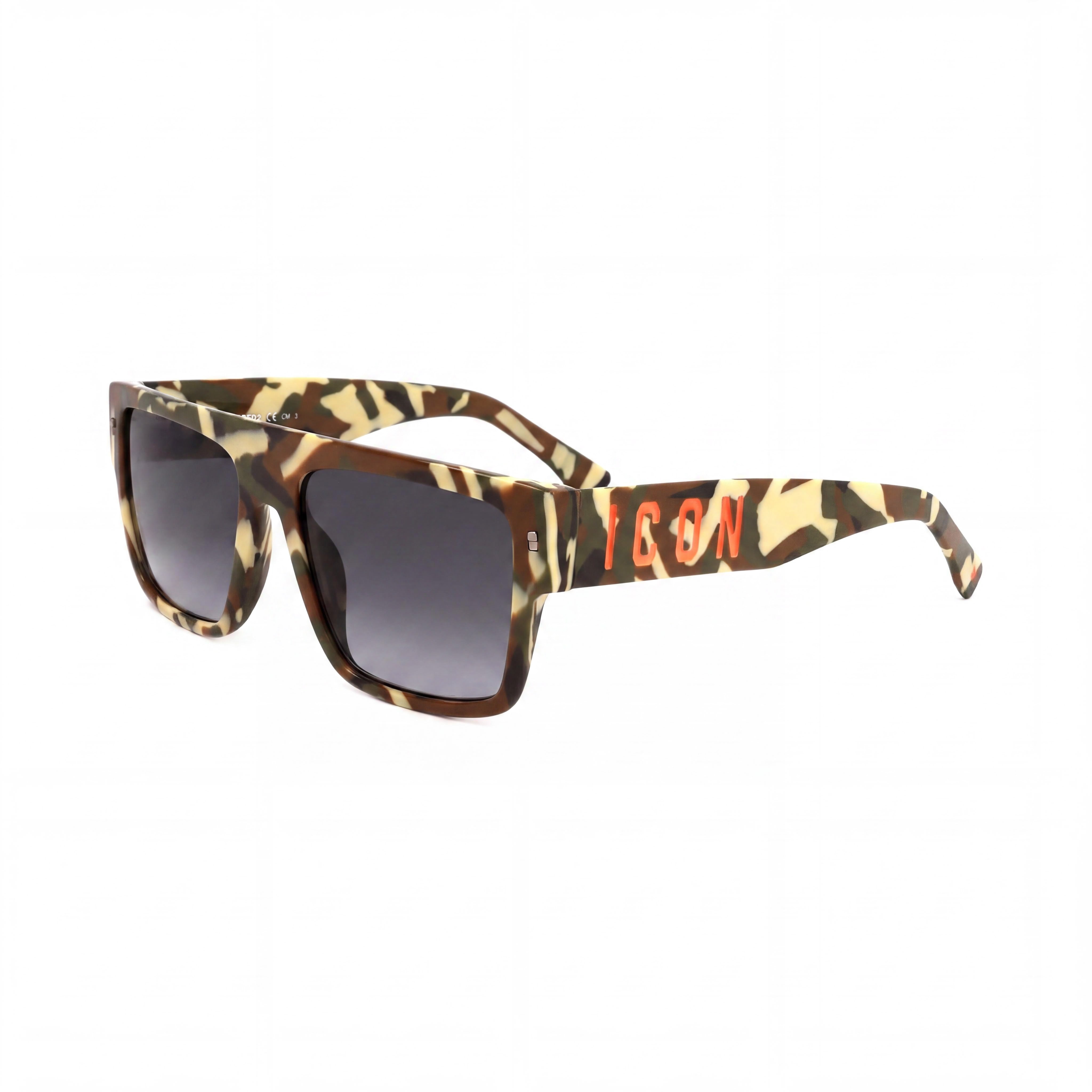 DSQUARED2 Icon 0003/S Camo Plastic Unisex Sunglasses, Gray Gradient Lenses, UV Protection 56-18-145, Photo 1