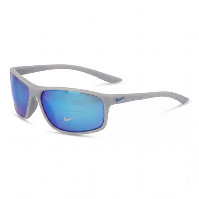 Gafas de sol unisex Nike Adrenaline M con protección UV, no polarizadas, de plástico, gris lobo mate/burdeos ceniza, espejo azul grisáceo, 66 mm