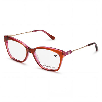 Gafas modernas para mujer Karl Lagerfeld, montura de acetato en color rosa castaño, lentes de color rosa castaño, ancho de lente de 54 mm