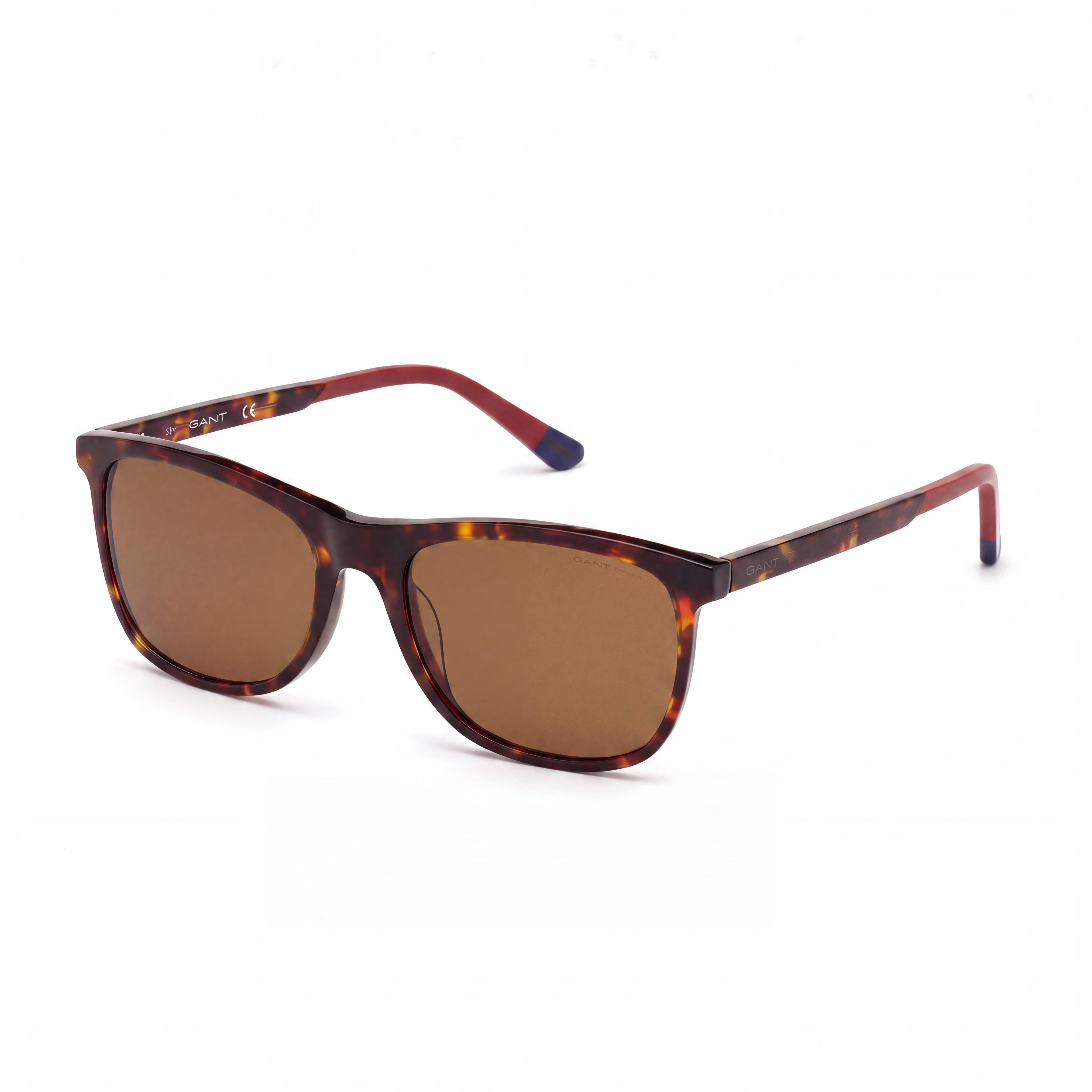 Gafas de sol GANT para hombre, cuadradas, montura de plástico marrón oscuro havana, lentes marrones, protección UV, 57 mm, Photo 1