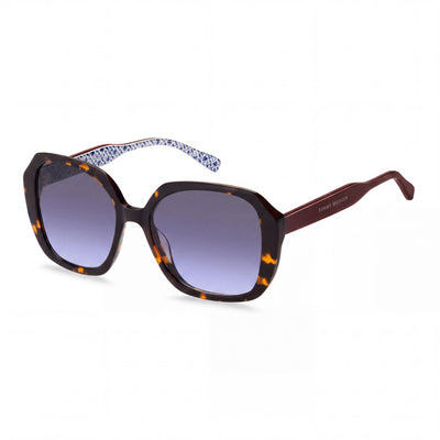 Tommy Hilfiger Modern Women's Multicoloured Acetate Sunglasses, Grey Blue Non-Polarized Lenses, 100% UV Protection 54mm