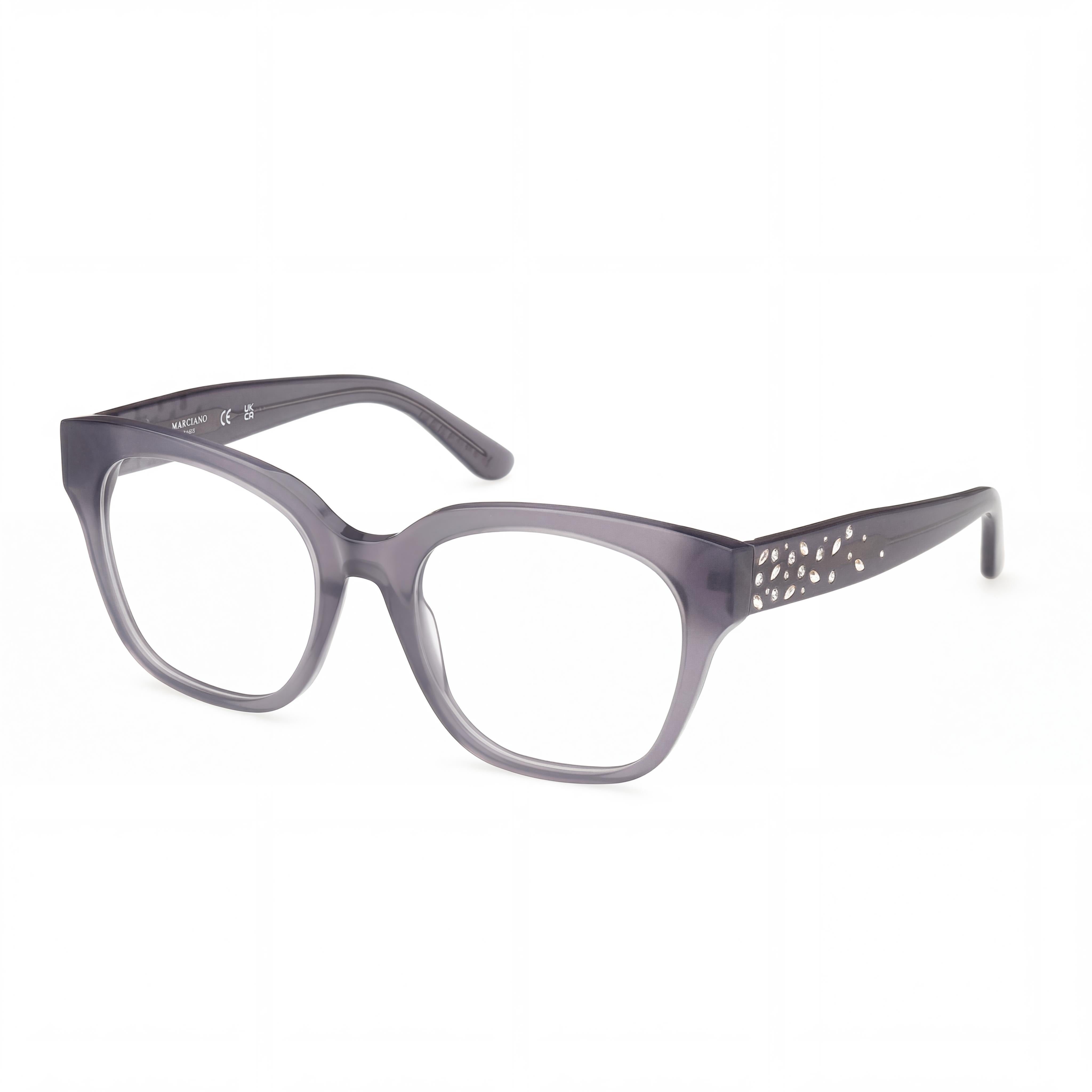 GUESS by Marciano Gm50017 Shiny Grey Plastic Frame Optical Eyeglasses for Women, Size 52/19/140, Photo 1