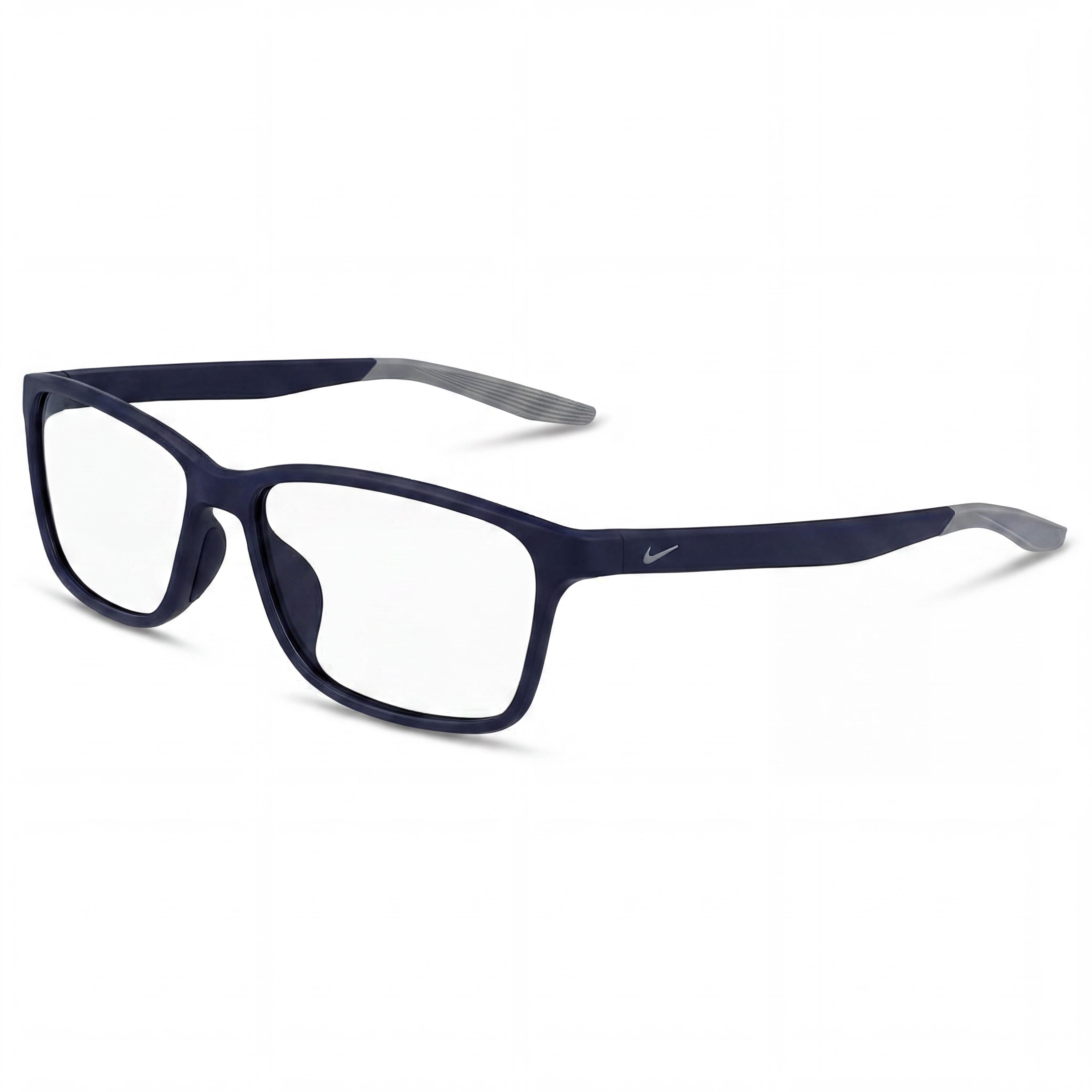 Gafas Nike para hombre 7118 de plástico, montura rectangular en color azul marino mate y gris lobo, lentes granates, 55-14-140 mm, Photo 1