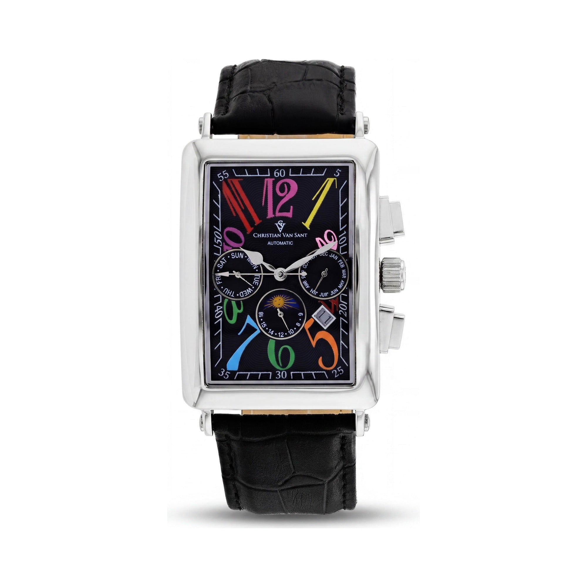 Christian Van Sant CV9132 Men's Prodigy Black Dial Automatic Multi-Function Date Moonphase Watch, Photo 1