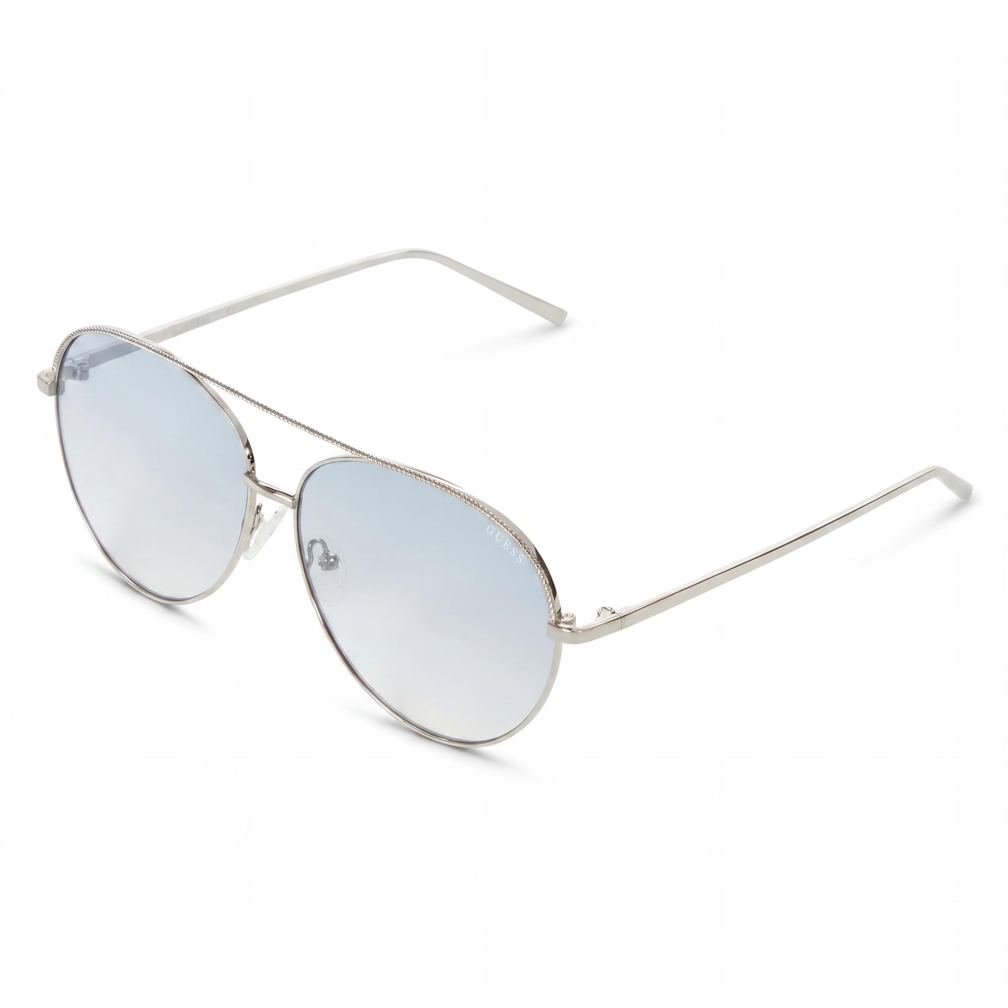 GUESS 63 Mm Gf0391 Women's Shiny Light Nickeltin Gradient Blue Frame Gradient Sunglasses 140mm, Photo 1