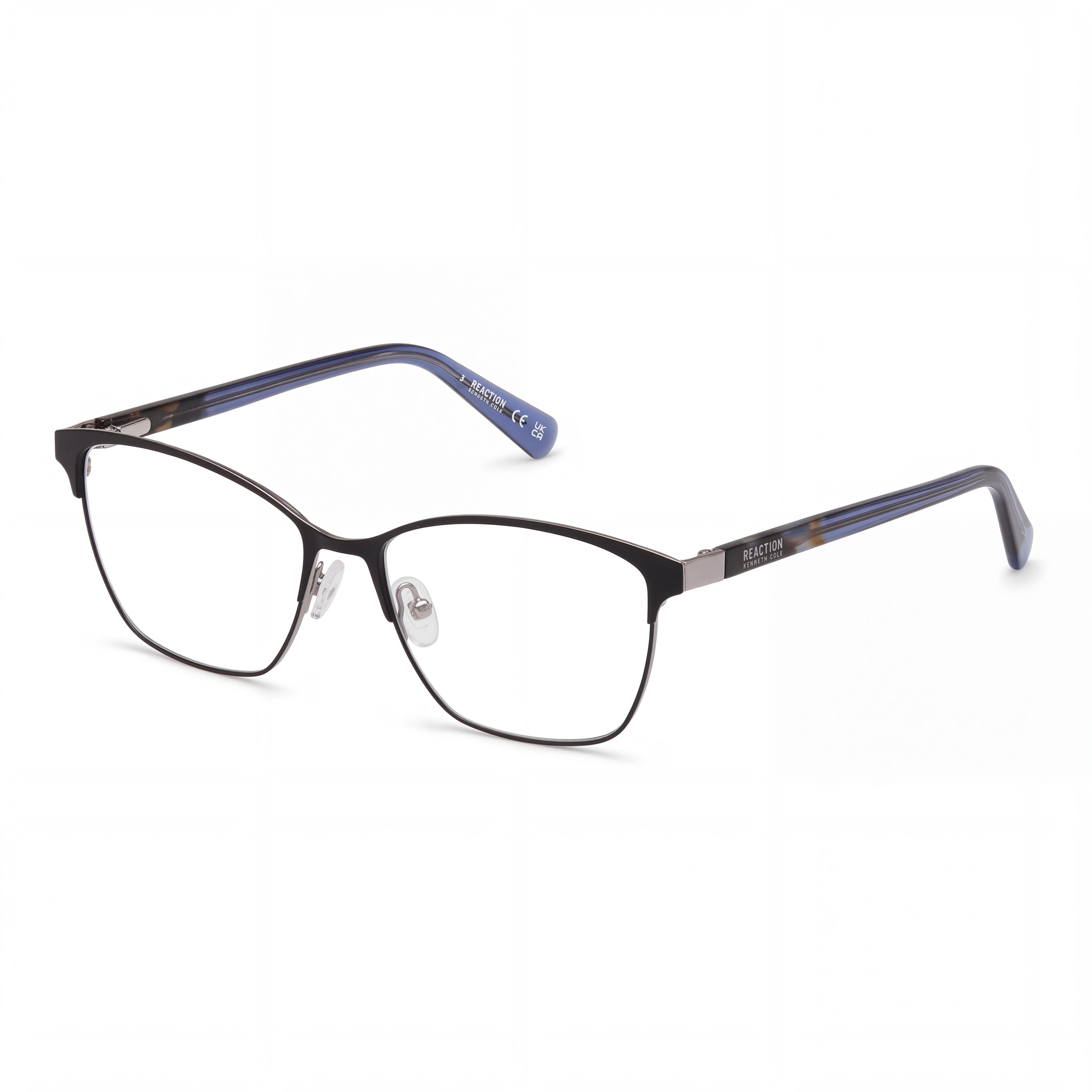 Kenneth Cole REACTION Rn50028 Women's Metal Non- Eyeglasses Matte Black Shiny Blue 53mm, Photo 1