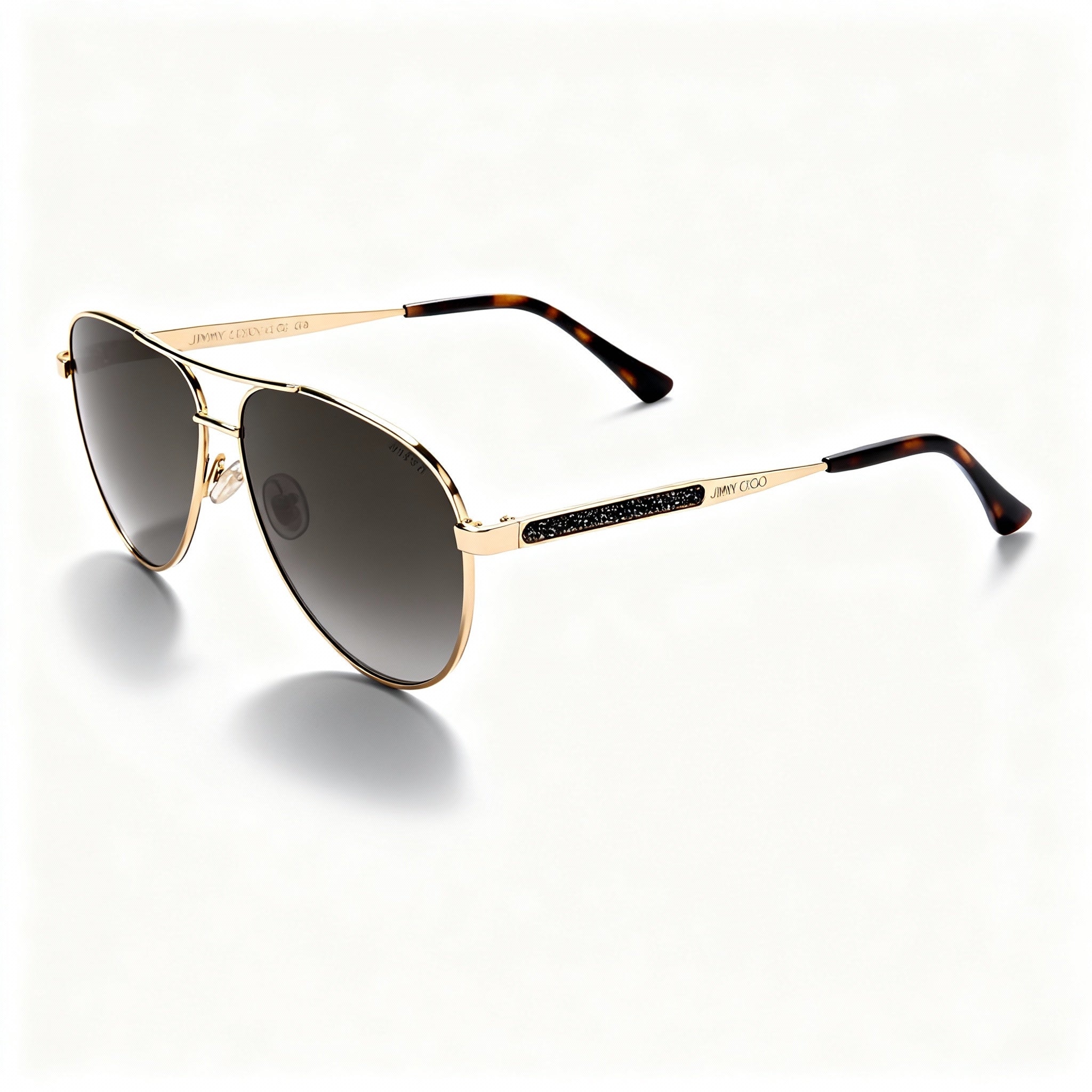 JIMMY CHOO JIMENA/S Women's Classic Gold Havana Stainless Steel Brown Gradient Non-Polarized Sunglasses 60mm