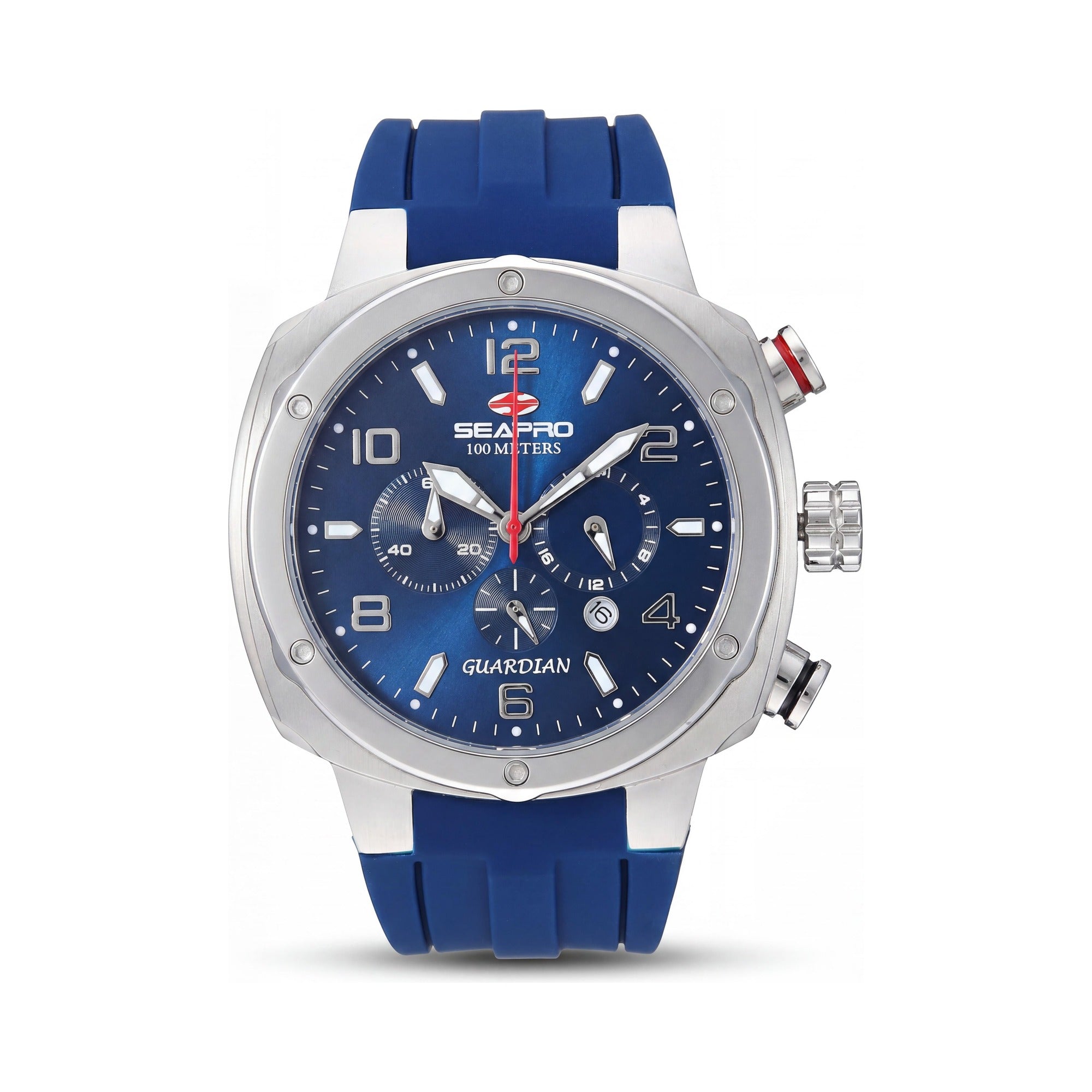 Seapro SP3343 Guardian Collection Men's Quartz Watch, Blue Dial, 44mm Case, Strap, 100m Water Resistance, Photo 1