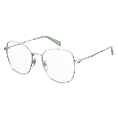 Anteojos Levi's NOT para mujer con montura metálica verde y lentes de plástico (ancho de lente de 52 mm)