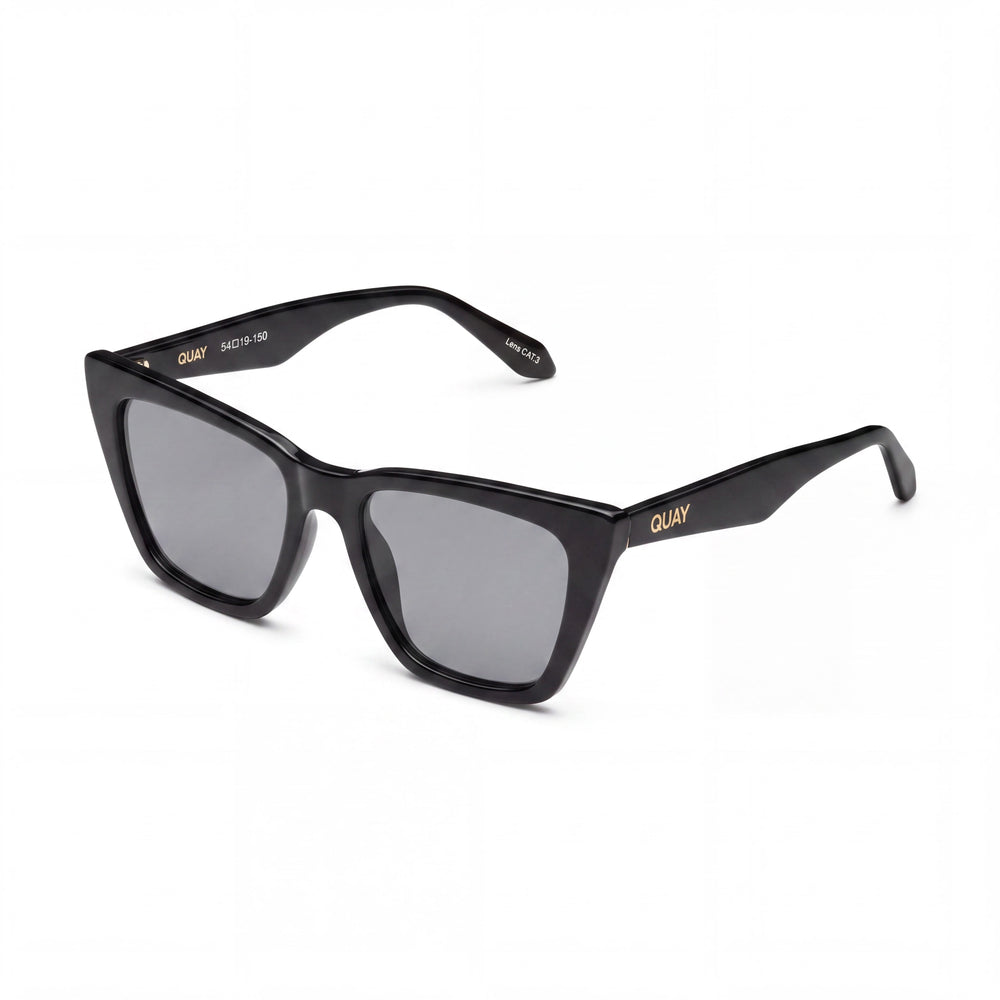 QUAY AUSTRALIA Gafas de sol polarizadas Call the Shots para mujer, armazón negro inyectado, lente ahumada, protección UV del 100 %, 54 mm