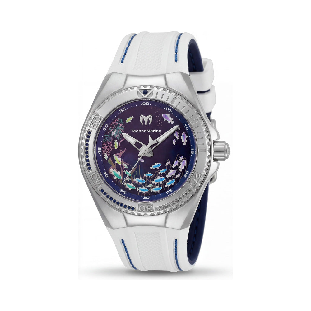 Reloj de mujer Technomarine Cruise TM-125007 de cuarzo con caja de acero inoxidable de 40 mm, esfera azul y correa de silicona