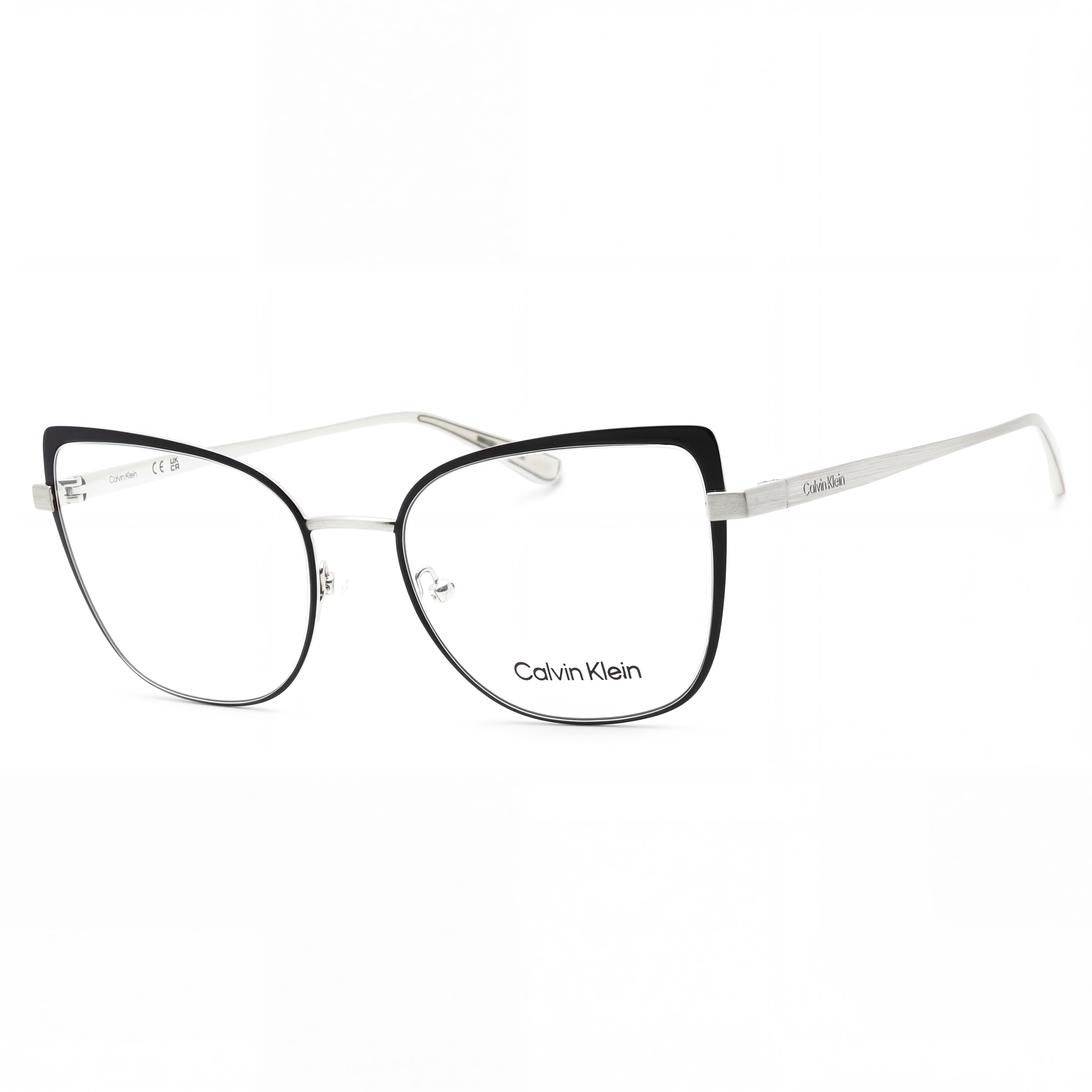 Calvin Klein Ck22101 Unisex Eyeglasses featuring a Black Silver Metal Cat Eye Frame with 54mm Lens Width, Photo 1