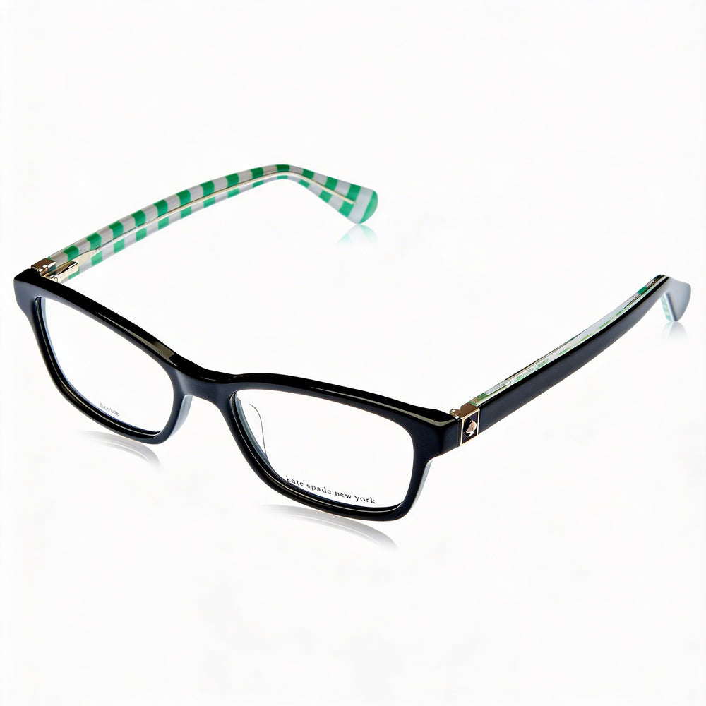 Anteojos Kate Spade New York para mujer, modernos, de acetato negro, con lentes de muestra y ancho de lente de 50 mm.