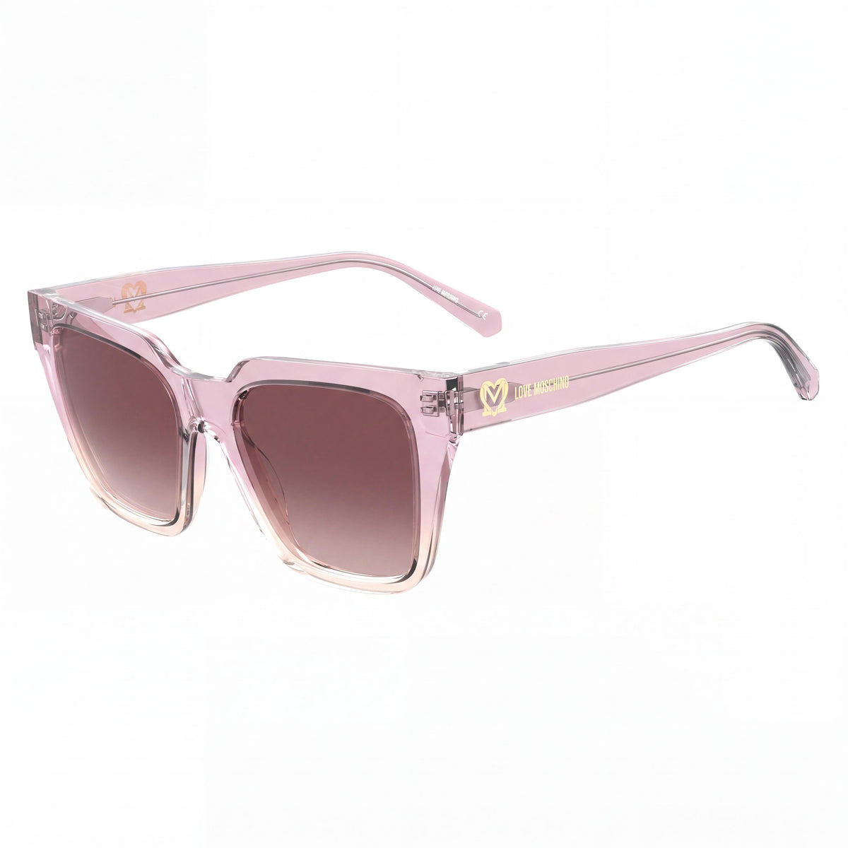 Love Moschino MOL065/S Women's Square Transparent Pink Frame Gradient Brown Pink Lens UV Protection Sunglasses 52mm, Photo 1