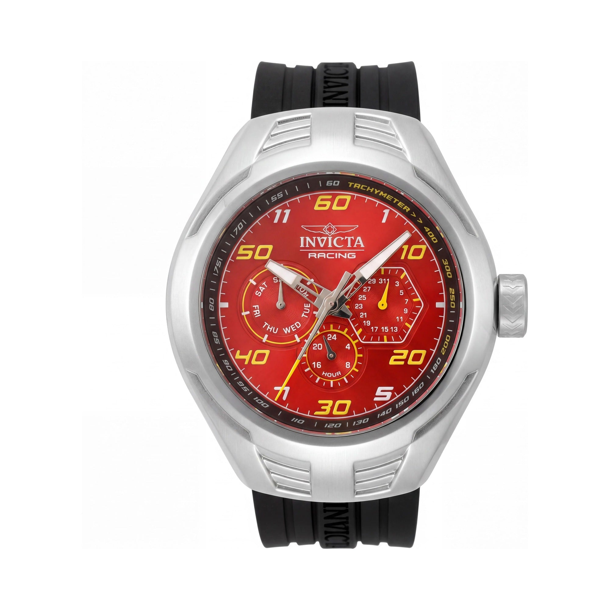 Invicta Racing 47727 46mm Stainless Steel Red Dial Chronograph Watch with Silicone Strap, Photo 1