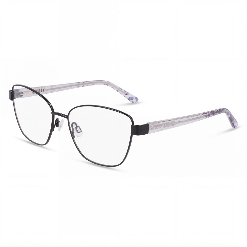 bebe Bb5209 Men’s Optical Eyeglasses with Jet Black Metal Frame and Clear Lenses 54mm