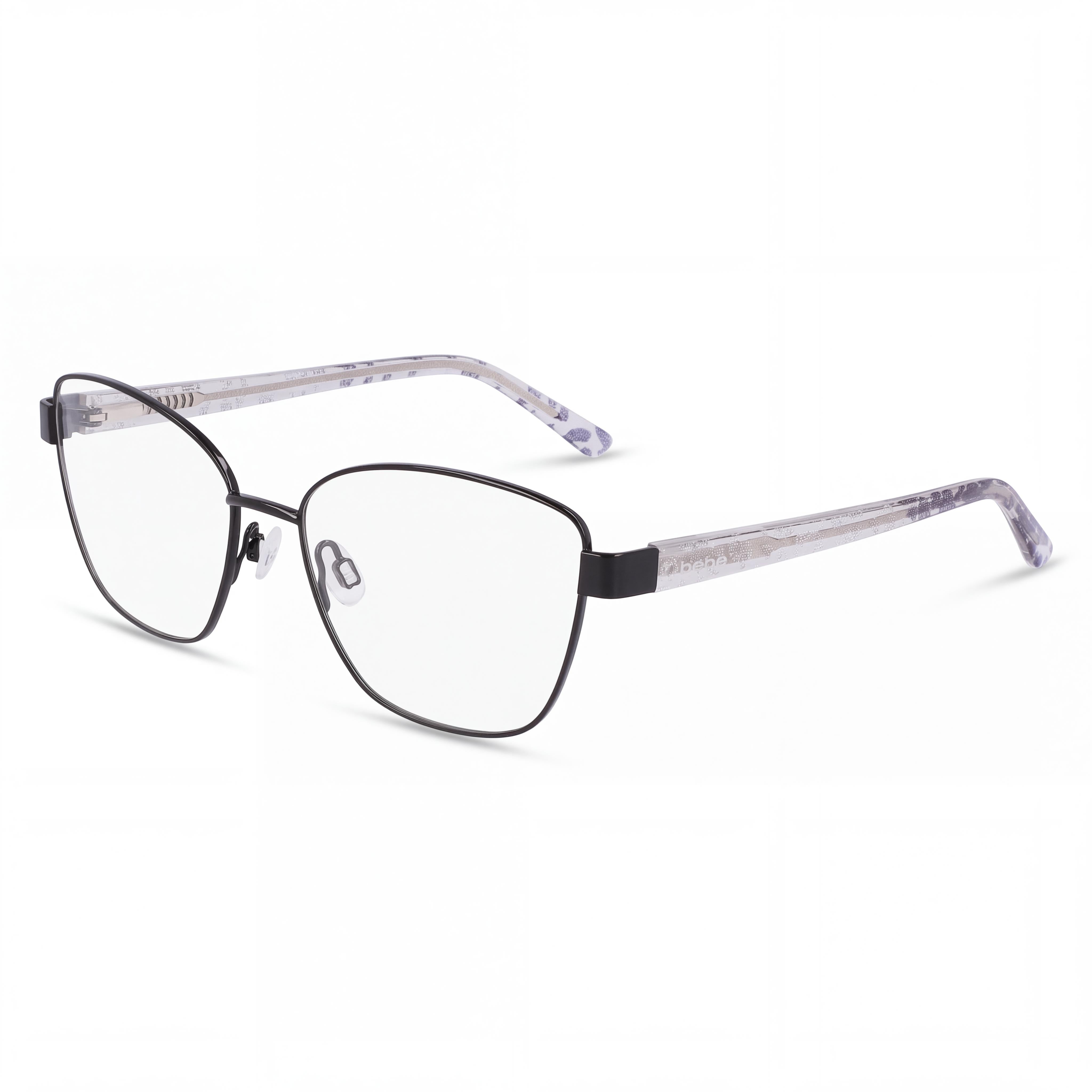 bebe Bb5209 Gafas ópticas para hombre con montura de metal negro azabache y lentes transparentes de 54 mm, Photo 1