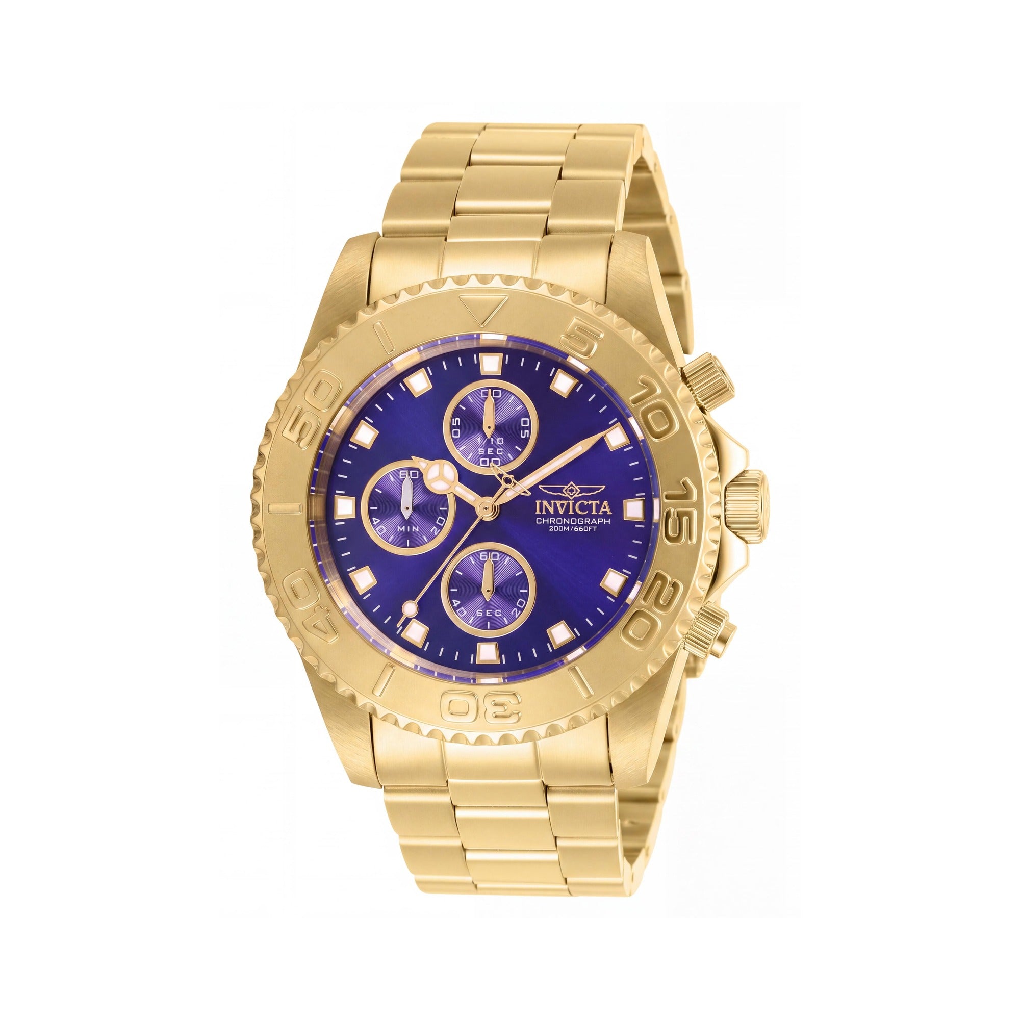 Invicta 28682 Bracelet Men's Gold-Tone Stainless Steel Blue Dial Chronograph Watch 43.5mm, Photo 1