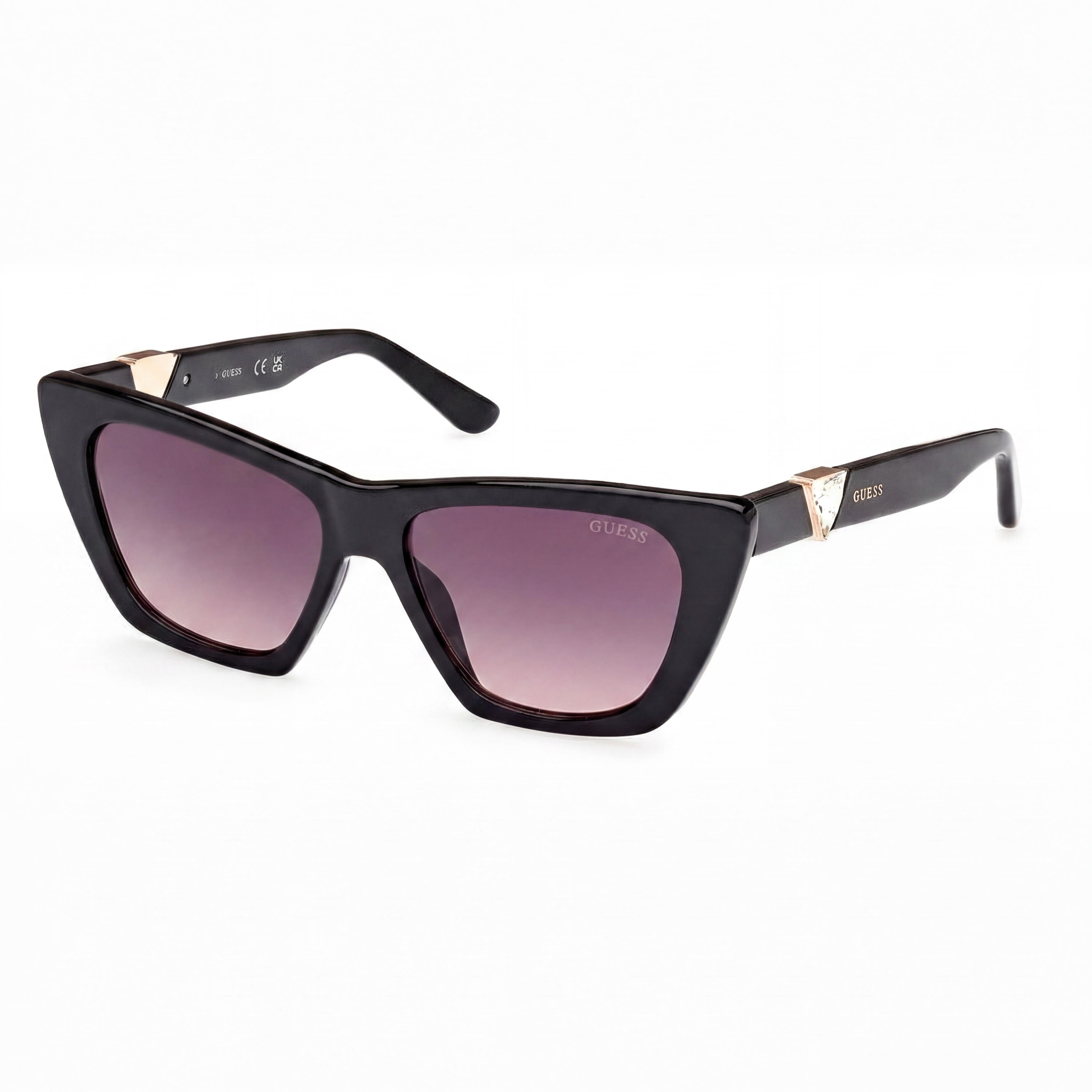 GUESS Women's UV Protective Shiny Black Plastic Frame Polycarbonate Sunglasses Gradient Smoke 53mm, Photo 1