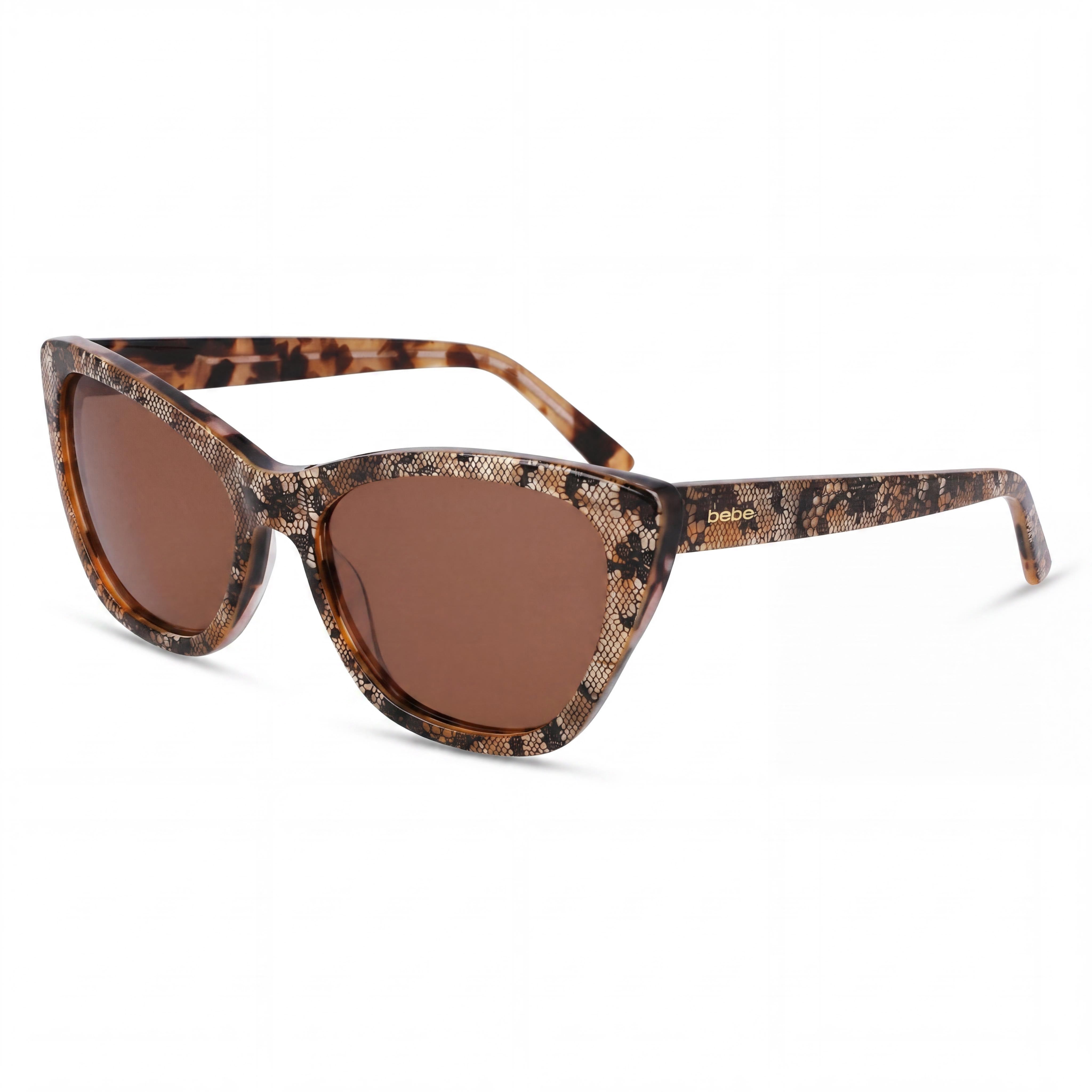 bebe Bb7254 Women's Brown Acetate Frame with UV Protection Non-Polarized Lenses 56-17-140, Photo 1