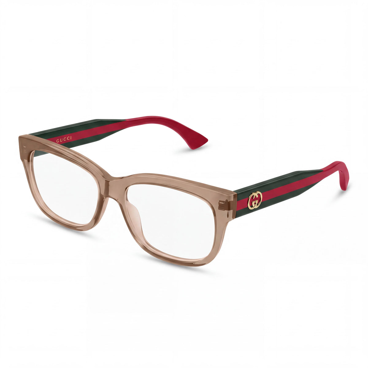 Gafas Gucci GG0278ON-015 unisex de acetato transparente marrón y verde, 55 mm, Photo 1