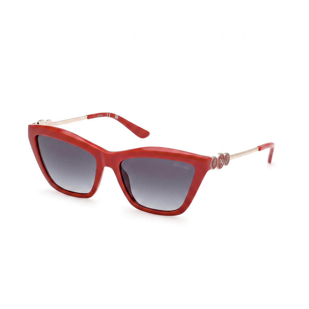 GUESS Women's Cat-eye Signature Plastic Sunglasses Red Smoke Gradient 100% UVA & UVB Protection 56-17-140mm