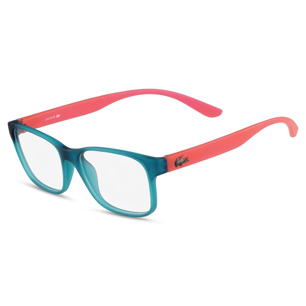 Lacoste L3804b Unisex Square Plastic Eyeglasses Aqua Matte with Star Phospho 51mm