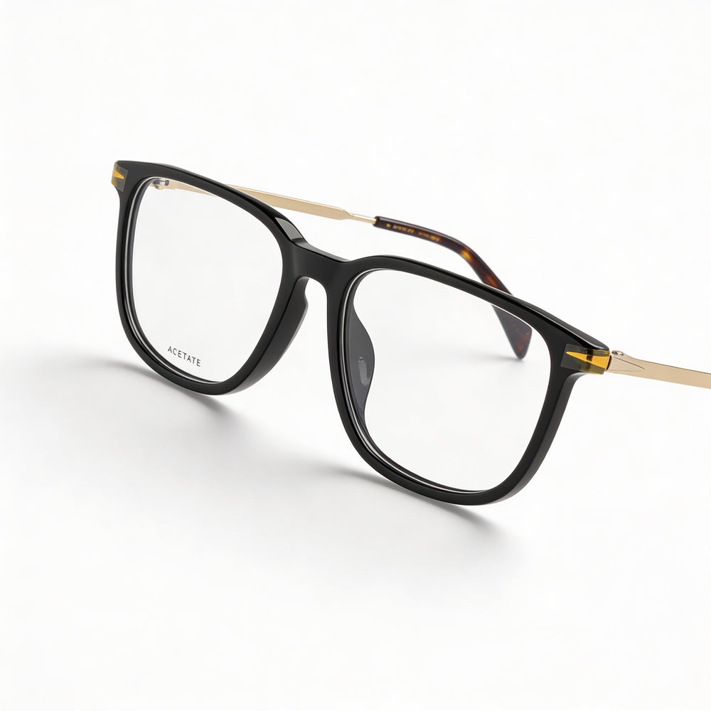 Gafas David Beckham DB 7074/F para hombre, montura rectangular de plástico, lentes de policarbonato, color negro y dorado, 55 mm