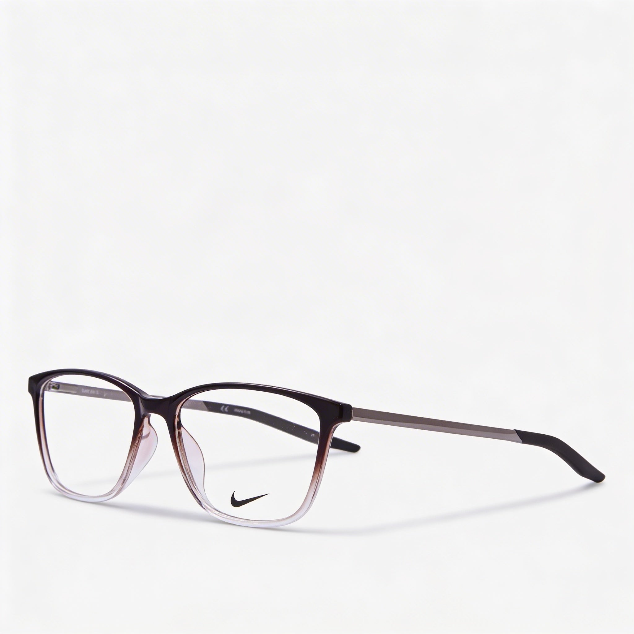 Nike 7284 Women's Full Rim Cat Eye Plastic Optical Frames Brown Basalt Clear Fade 54-16-145, Photo 1