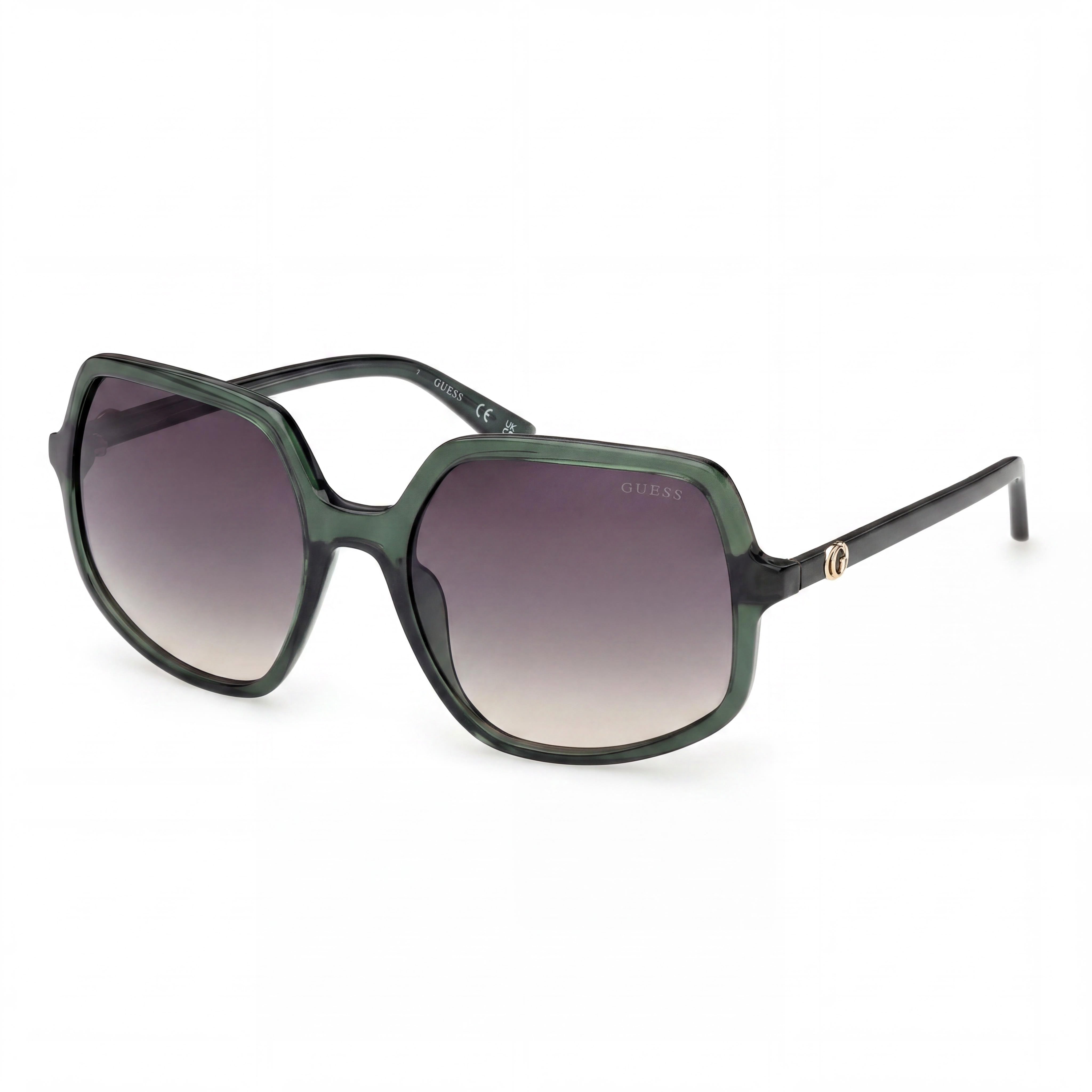 GUESS GU00257 Women's Shiny Dark Green Plastic Sunglasses Gradient Green Lenses 57mm UV Protection, Photo 1