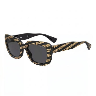 Gafas de sol Moschino MOS132/S para mujer con montura de plástico con diseño de mariposa, lentes negras, 100 % UV, 53 mm