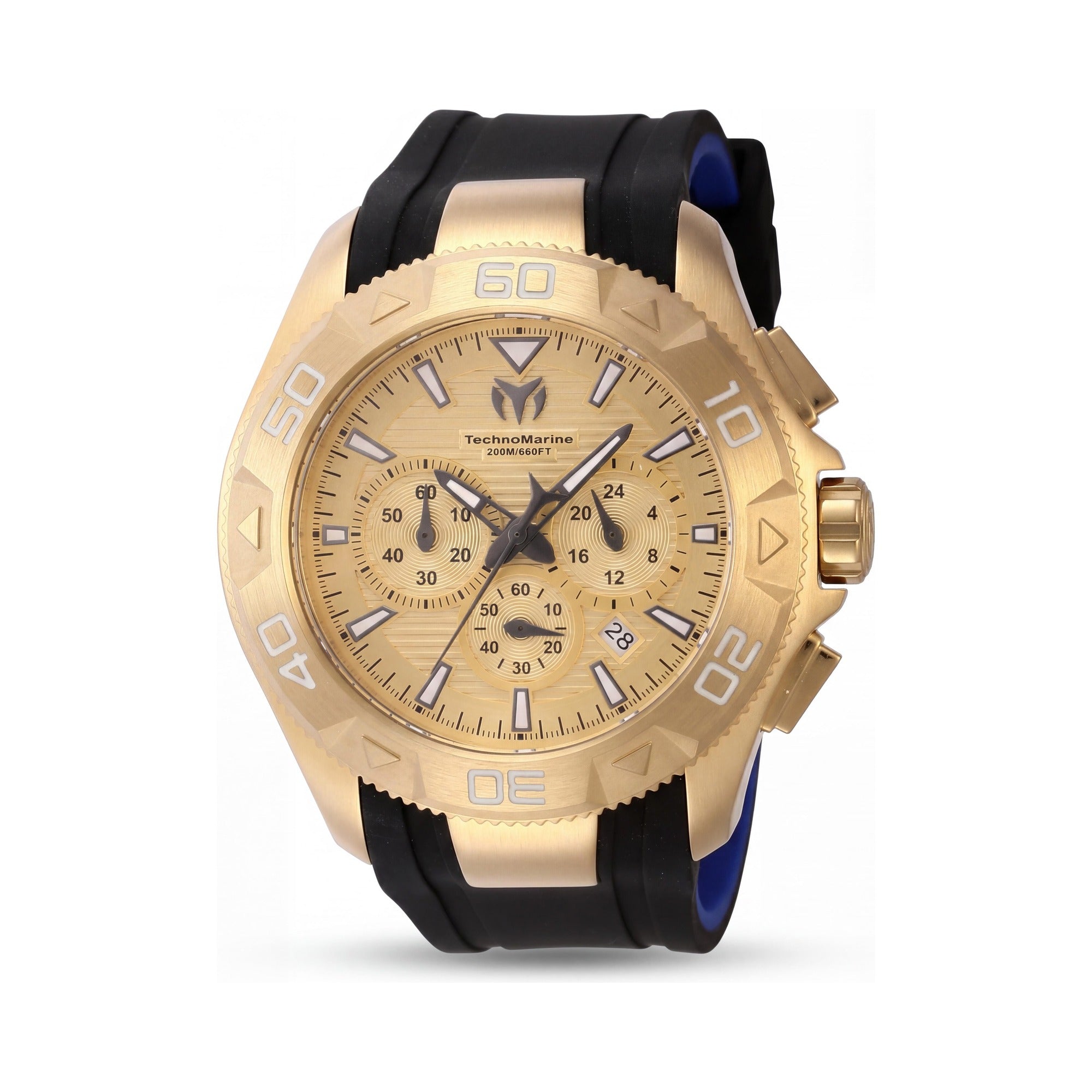 Technomarine UF6 TM-622003 Unisex Gold Stainless Steel Quartz 20 ATM Silicone Strap Watch 48mm, Photo 1