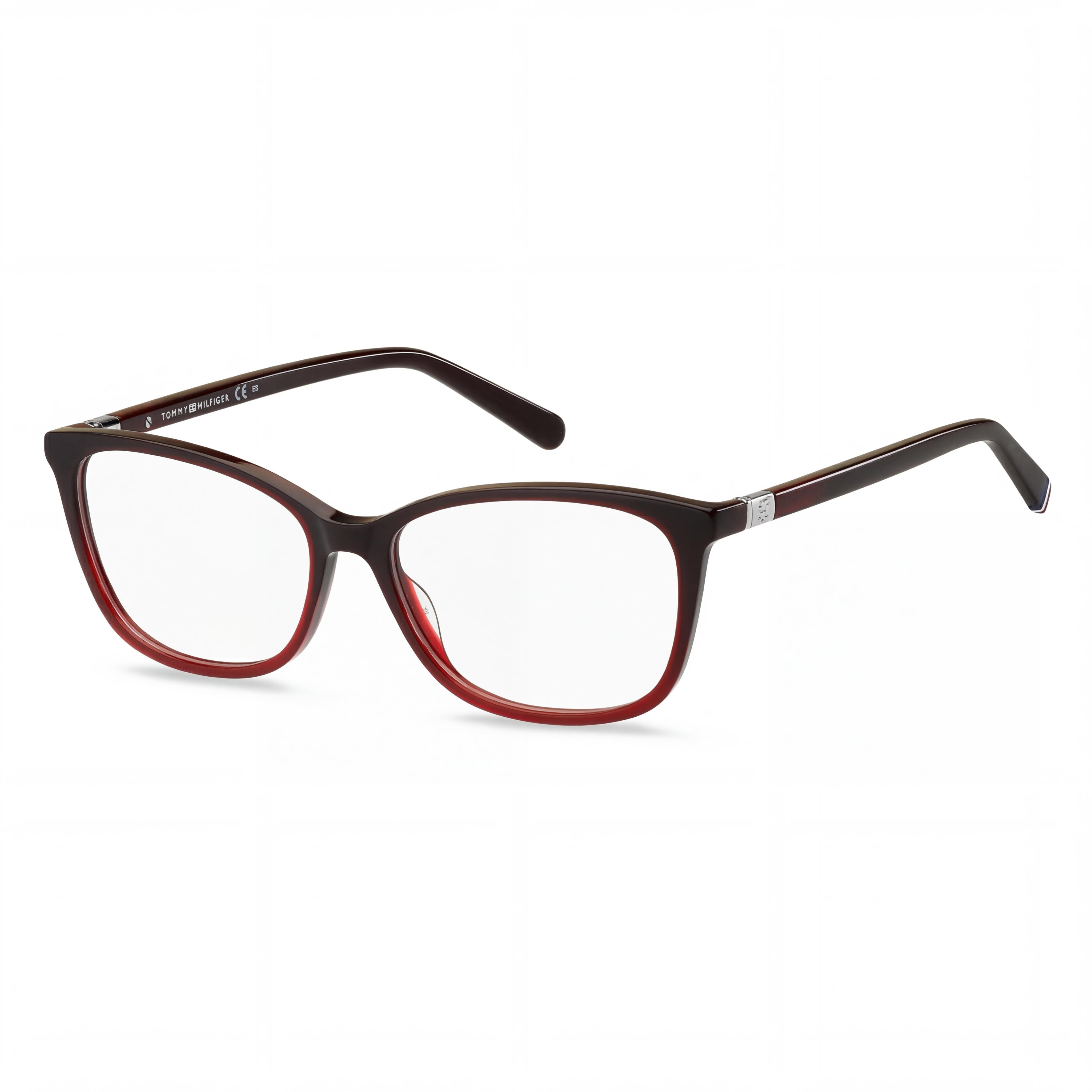 Tommy Hilfiger RECTANGULAR / SQUARE Unisex Burgundy Red Plastic Frame Eyewear, Size 54-15-140, Photo 1