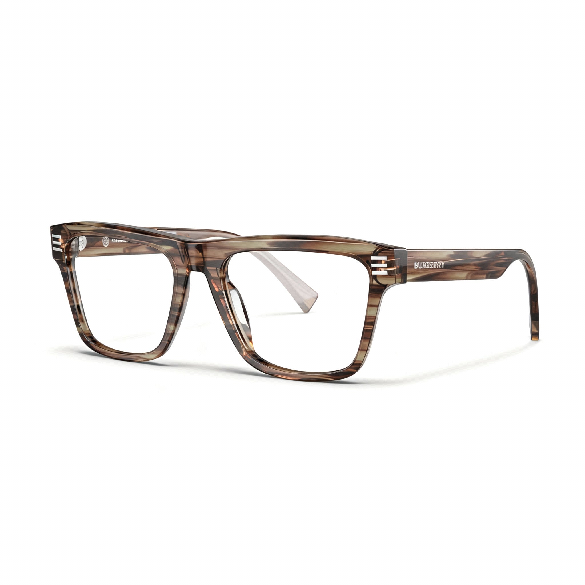 BURBERRY Be 2387 Women's Designer Full-Rim Acetate Eyeglass Frame, Striped Green (55-18-150)