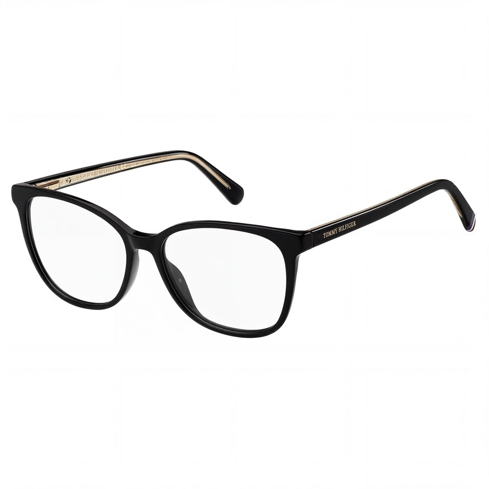 Tommy Hilfiger Modern Women's Black Acetate Frame Eyewear, with Non-Polarised Polycarbonate Lenses, 54mm